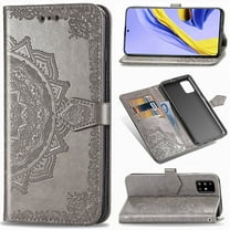Dteck Case For Samsung Galaxy A51 5G (6.5 inch), Magnetic Retro Pattern Flower Leather Wallet Case Shockproof Card Holder Kickstand Protective Flip Cover ,Gray