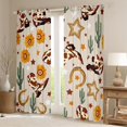 thumbnail image 2 of Manfei Western Cowgirl Boot Blackout Curtains Set of 2 (52x84 Each), Rustic Sunflower Cactus Window Curtains, Cartoon Brown Stars Curtains and Drapes, Living Room Curtains Decor, 2 of 6