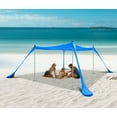 thumbnail image 2 of Beach Tent Canopy, Sun Shelter, Pop Up Sunshade Portable 6.6Ft/10Ft UPF 50+ with Carry Bag, Sand Shovel, Aluminum Poles Umbrella Outdoor, Pool, Garden (10x10 FT 4 Pole, Blue), 2 of 6