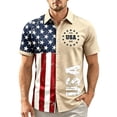 thumbnail image 4 of Homeyce Mens Casual Button Up Shirts American Flag Printed Short Sleeve 4th Of July Shirts 250 Years Of Freedom 1776-2026 Patriotic Tops for Memorial Day Independence Day Outfits,Beige XL, 4 of 4