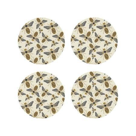 

Tideii Flying Bees1 for Leather Coasters 4 Pieces Anti-fouling and Anti-scalding Decorative Coasters Suitable for Restaurants Kitchens Coffee Shops-Round Shape