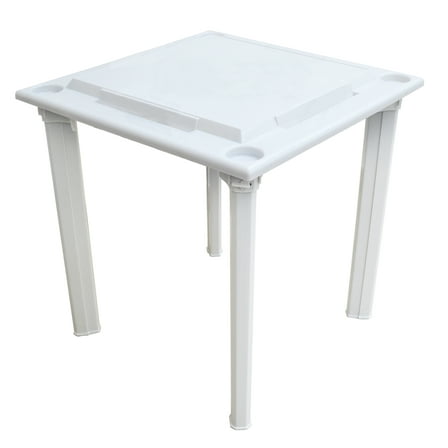 Bene Casa 4-Player Game Table with Built-In Racks and Drink Holders, White