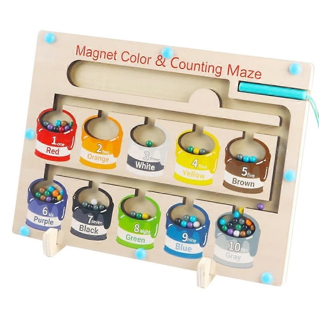 Type C Wooden Magnetic Colorful Beads Number Maze Counting Game Kids Color Recognition Educational