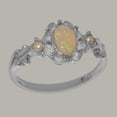 thumbnail image 3 of LBG British Made 10k White Gold Natural Opal & Cultured Pearl Womens Engagement Ring - 33 size options - Size 8.5, 3 of 8