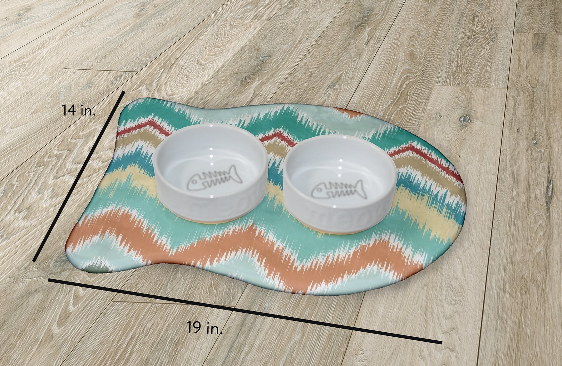 Simply Daisy Chevron Rug Fish Shape Pet Feeding Mat for Cats
