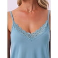 thumbnail image 5 of DARING DIVA Women's Cami Pajamas Rayon Lace Trim V-Neck Tops with Shorts S Gray Blue, 5 of 7
