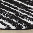 thumbnail image 3 of SAFAVIEH Rumi Barrett Striped Polyester Shag Area Rug, Black/Ivory, 6'7" x 6'7" Round, 3 of 7