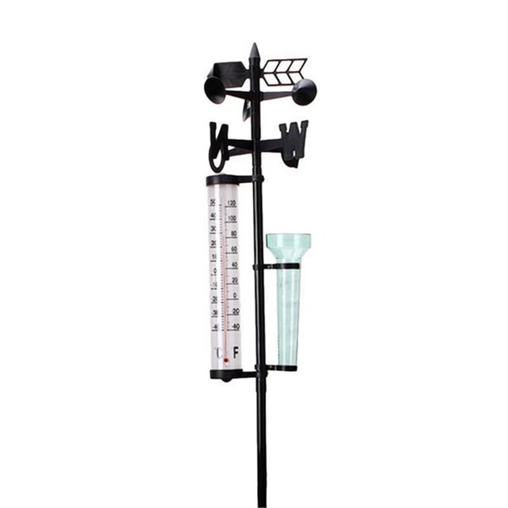 Outdoor Weather Station Kit Rain Gauge Thermometers Wind Indicator 3 in one 