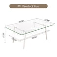 thumbnail image 6 of Rectangular Glass Coffee Table, Modern Side Coffee Table w/Lower Shelf, Tempered Glass Tabletop & White Metal Legs, Suitable for Living Room Office (Transparent), 6 of 6