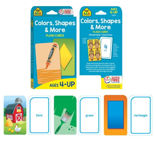 School Zone Preschool 4-Pack Flash Cards for Numbers, Shapes