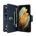 thumbnail image 6 of Nalacover For Samsung Galaxy S21 Ultra Zipper Wallet Case,360 Protection Stylish PU Leather Shockproof Magnetic Flip Holder 6 Card Slots and 2 Cash Pockets Cover with Detachable Wrist Strap,Blue, 6 of 15