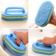 thumbnail image 4 of Injueey Cepillo de esponja con mango azul para cocina, limpieza de paredes de vidrio, cepillo de baño, mango de esponja, cepillo inferior para bañera, Juegos de accesorios de baño Injueey HA006903-00, 4 of 6