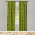 thumbnail image 2 of Ambesonne Leopard Curtains, Cartoon Happy Wild Animals, Pair of 28"x95", Olive Green Marigold and Grey, 2 of 4