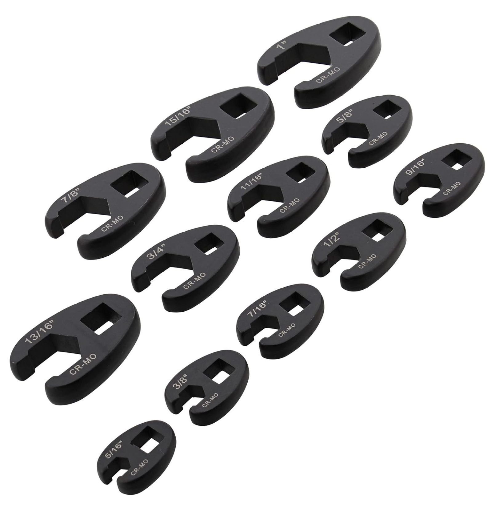 Jumbo Crowfoot Wrench Set SAE 12-Piece - 3/8 & 1/2 Drive Flare Nut Wrenches - Auto Repair Tool Kit for Mechanics & DIY