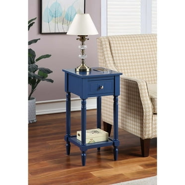 HomeStock Seaside Serenity Accent Table - 14" D x 14" W x 28" H, Solid Acacia Wood with Engraved Drawer, Available in Multiple Finishes