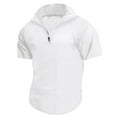 thumbnail image 6 of WREESH Men's Zip Henley Shirts Slim Short Sleeved Casual Sports Solid Color Tops White, 6 of 8