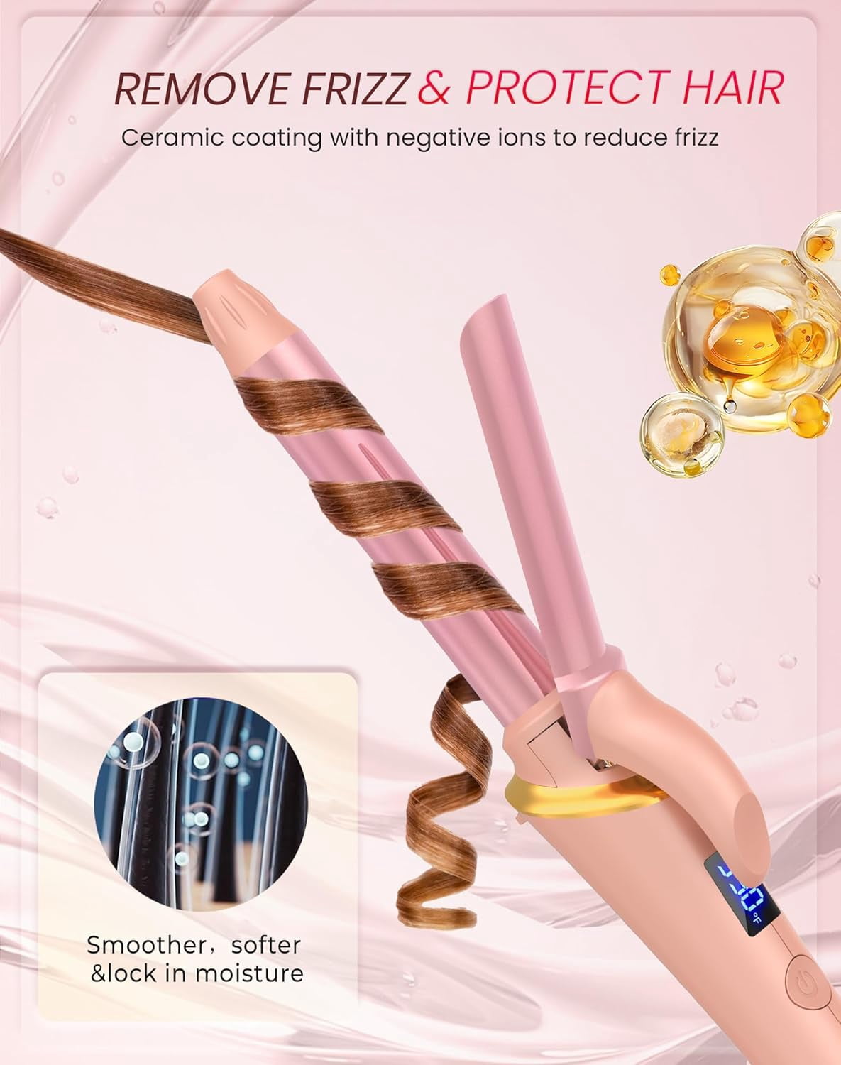 2025 New  Mini Curling Iron for Short Hair - Dual Voltage (110-240V) Travel Hair Curler, 5 Heat Settings, Auto-Off, Travel Size Small Curling Iron, 0.24Inch (Pink)