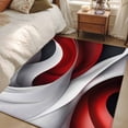 thumbnail image 5 of Abstract Stitching Area&nbsp;Rug 3x5ft Red White Black Water Ripple Non-Slip&nbsp;Washable Square&nbsp;Rugs Soft Felt Indoor Floor Mat for Bedroom Kitchen Living Room Bathroom, 5 of 9