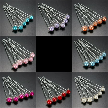 Weiss Rhinestone Clip - 5X Wedding Bridal Party Crystal Rhinestones Faux Pearls Flower Hairpin Hair Clip