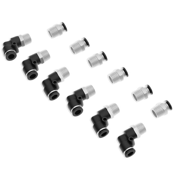 12Pcs 1/4 Inch Push to Connect Fitting Elbow and Straight Air Hose Quick Connect Fitting Easy Install for Air Hose