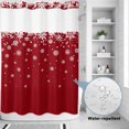 thumbnail image 4 of No Hook Shower Curtain with Built-in Rings - Red Christmas Washable Waterproof Fabric Bathroom Curtains for Hotel,Rentals, 60 X 72 Inch Long , Winter Falling White Snowflakes, 4 of 9