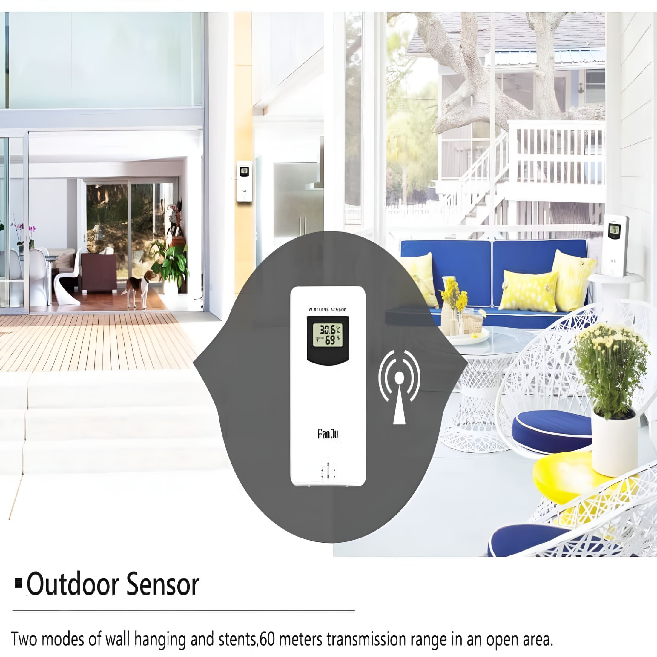 GJX 2026 New Weather Station with Outdoor Sensor,Thermometer,Hygrometer,Indoor and Outdoor Radio Weather Station °C/°F,Date,Weekend,Moon Phases,Daily Alarm