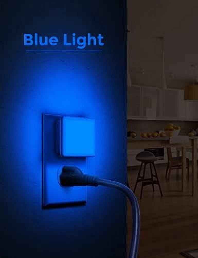 Blue Night Lights Plug into Wall 2-Pack, 0.3W Plug in Night Light, Dusk to Dawn, Bright Nightlight Auto-On/Off, for Adults Kids Room Bedroom Bathroom Hallway Kitchen, Non-Dim