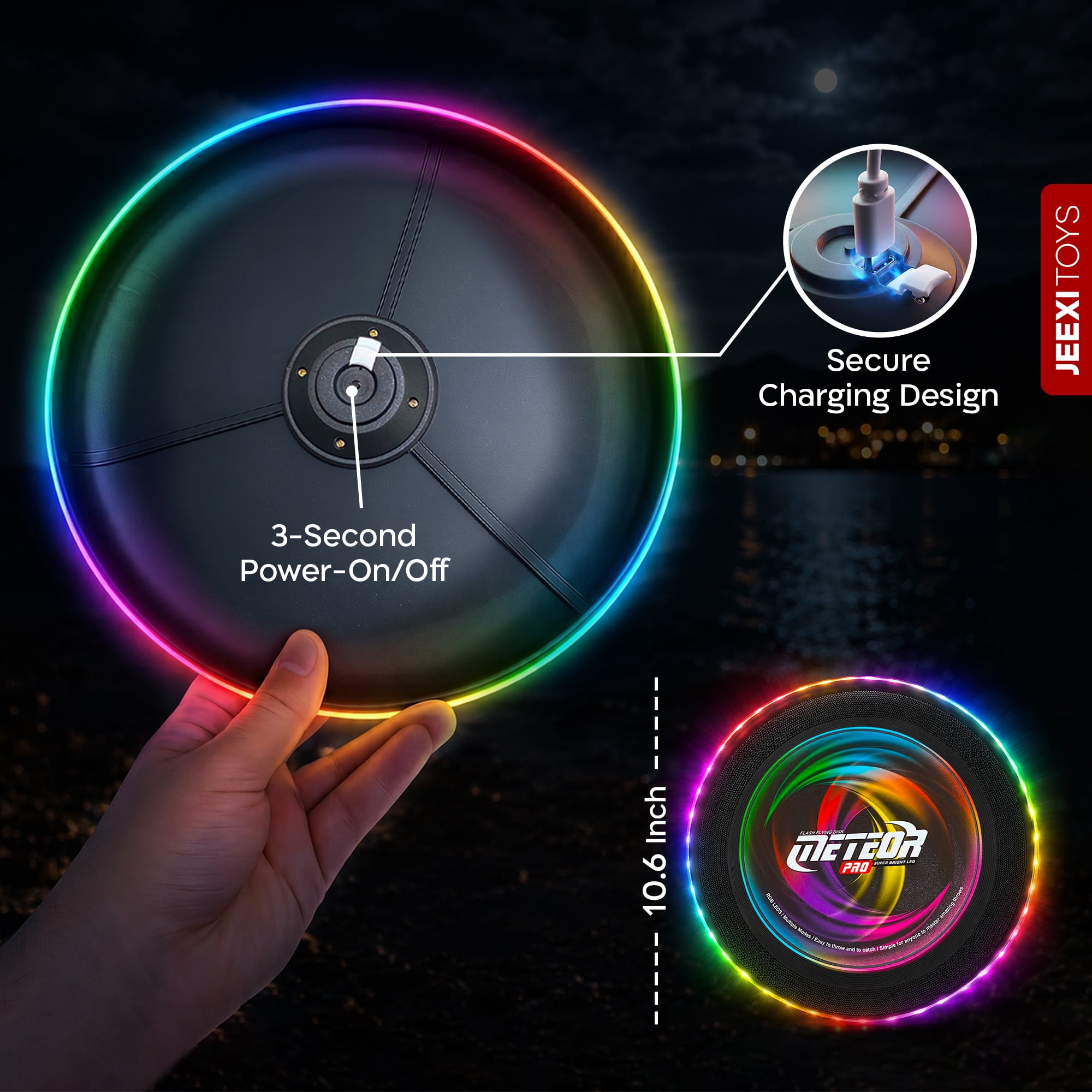 JEEXI, LED Frisbee, Glow in The Dark Flying Disc, Multicolor