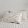 thumbnail image 5 of MooMee Striped Pillowcases 100% Washed Cotton Linen Like Textured Envelope Closure Set of 2 (White& Tannish Linen Grey Wide Stripes, King), 5 of 5