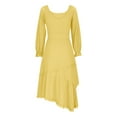 thumbnail image 4 of ATOGUTA Girls Fall Dress Long Sleeve Crew Neck Casual Holiday High Low Hem Dresses Size 5T-14, Yellow, 4 of 5