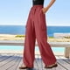 thumbnail image 2 of Pantalones palazzo de mujer de cintura alta y pierna ancha - Cordón elástico, pantalones de playa fluidos - Outfits de vacaciones S-XXL, 2 of 4