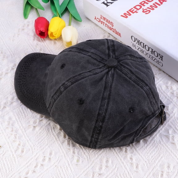 LULULION Baseball Hat for Women Black Vintage with Adjustable Buckle 1Pcs