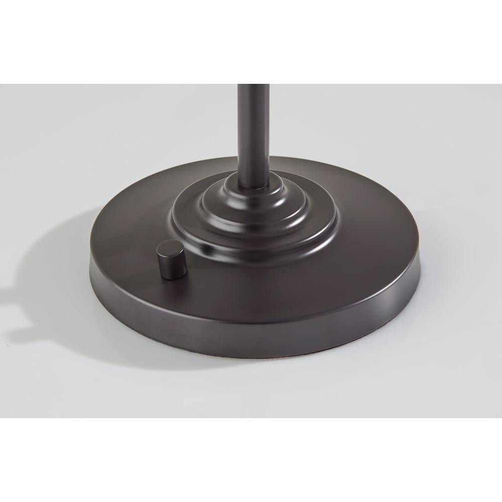Adesso Bradford Desk Lamp, Dark Bronze, Clear Glass with Metal Rim Shade