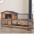 thumbnail image 4 of MEDEHOO Rabbit Cage,Indoor Rabbit Hutch with Matel Frame and Pull Out Tray,Rabbit Hutch Chicken Coop with Run (Orange), 4 of 8