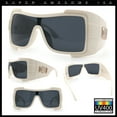 thumbnail image 2 of Super Loud Showy XL Oversized Thick Temple Wrap Shield Plastic Sunglasses [Ivory - Black], 2 of 8