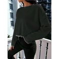 thumbnail image 3 of Women'S 2025 Fall Crew Neck Cropped Sweater Oversized Ribbed Knit Pullover Tops Black One size, 3 of 8