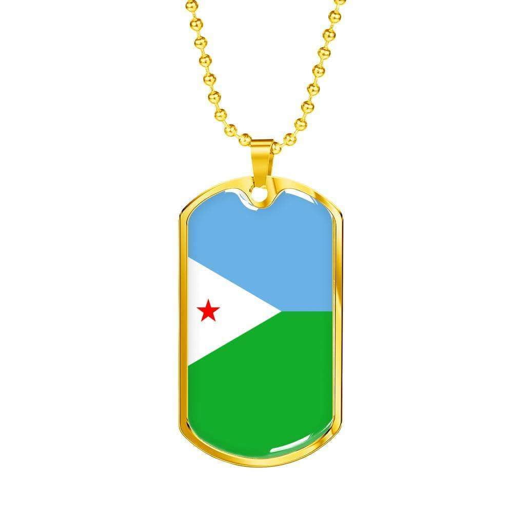 Express Your Love Gifts Djibouti Flag Necklace Djibouti Flag Engraved 18k Gold 18-22 