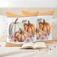 thumbnail image 3 of Orange Pumpkin Outdoor Waterproof Pillow Covers, Fall White Pink Rose Flower Thanksgiving Decorative Square Throw Pillowcase Sofa Cushion Sham for Patio/Couch/Chair, 26"x26" 2 Pack, 3 of 8