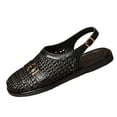 thumbnail image 2 of Samdudou Womens Casual Shoes Closed Toe Slingback Woven Faux Leather Upper Adjustable Strap Vintage Metallic Buckle Detail Flat Sole Daily Walking Dressy Summer Footwear, 2 of 6