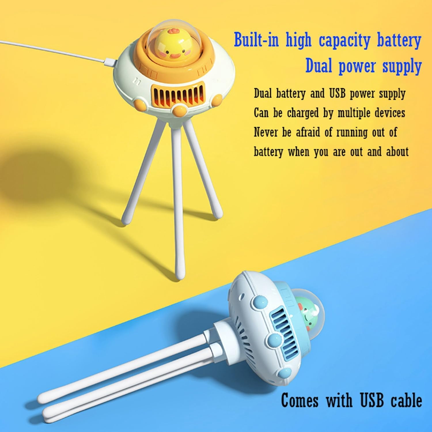 Mini Portable Stroller Fan, Baby Stroller Fan, 1200mAh Portable Fan, 3 Speeds USB Battery Operated Handheld Desk Fan, Flexible Tripod Clip On Fan for Car Seat Crib Travel(E)