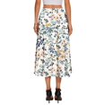 thumbnail image 4 of WTOBBY Women's Bohemian Flower Print Skirt with Solid Color Design and Pockets, Casual Temperament Half Skirt for Everyday Wear, A-Line Maxi Style with Elastic Waist,Sky Blue L, 4 of 4