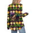 thumbnail image 3 of Mardi Gras Shirts for Women Sparkly Glitter Long Sleeve Tops Carnival Crew Neck Novelty Tunic Tops Dark Green XL, 3 of 4