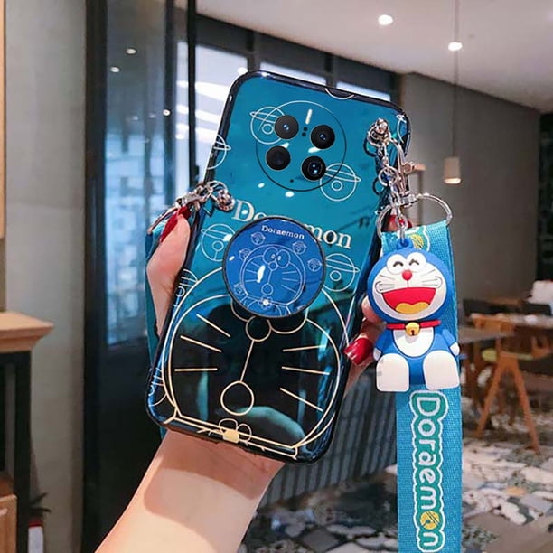 Funda De Teléfono Para Huawei Mate 50 Pro 50Pro Soporte De Muñeca Doraemon De Dibujos Animados Con Correa De Mano + Cuello Carcasa Mate50