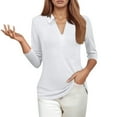 thumbnail image 2 of TYGHBN Casual Loose Solid Color V Neck 3/4 Sleeve Shirt for Women Women Summer Shirts Women S T Shirts Long Sleeve Shirt Women for Layering Womens Shirts Casual Casual Shirts for Women Summer Long, 2 of 6