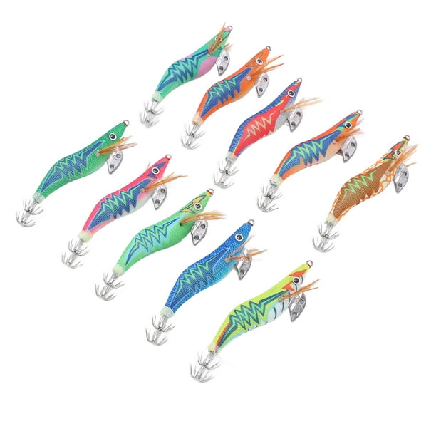 Fishing Wood Shrimp Lure, Vivid Colors Special Cloth Squid Jigs Lure  Feathered Wing Design For Saltwater 2.5# 