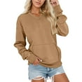 thumbnail image 2 of VISALY Pullover Sweatshirt for Womens Plus Size Sweatshirts V-Neck Pullover with Pocket Fall Winter Loose Fit Tops Long Sleeve Shirts Oversized Lightweight Sweatshirt Basic Tops Khaki M, 2 of 5
