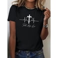 thumbnail image 1 of Camiseta con estampado de diseño "Fe, esperanza y amor", camiseta informal de manga corta con cuello redondo y ajuste cómodo para primavera y verano, camiseta de mujer para adultos, hombres, mujeres,, 1 of 7