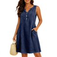 thumbnail image 5 of JIAYUE Summer Dresses For Women Sleeveless Classic V Neck Stylish A-Line Versatile Knee Length Casual Female Button Down Flowy Beach Dress, 5 of 6