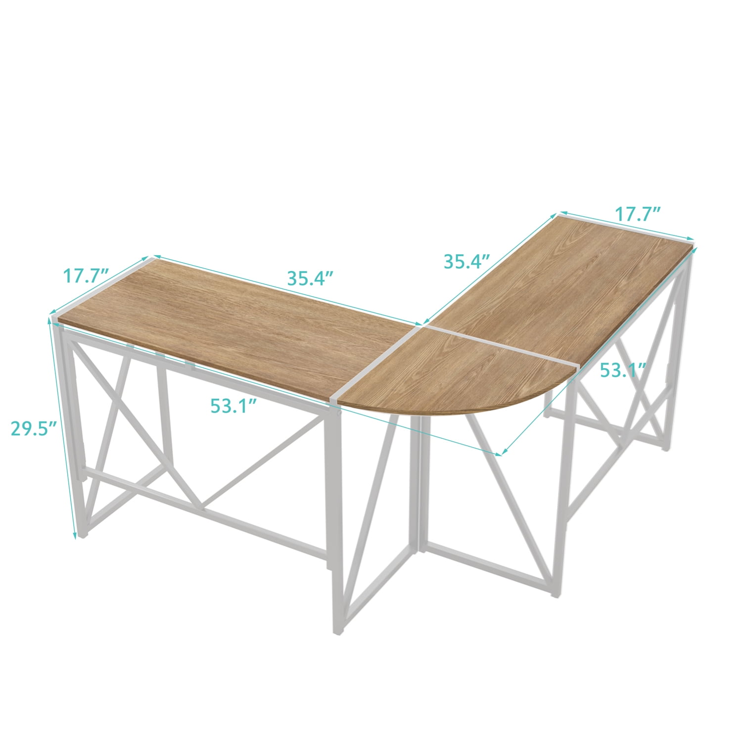 Kadyn L Shaped Computer Desk, Modern Office Desk for Small Space Home, Foldable Computer Workstations for Bedroom, White Kadyn L Shaped Computer Desk, Modern Office Desk for Small Space Home, Foldable Computer Workstations for Bedroom, White