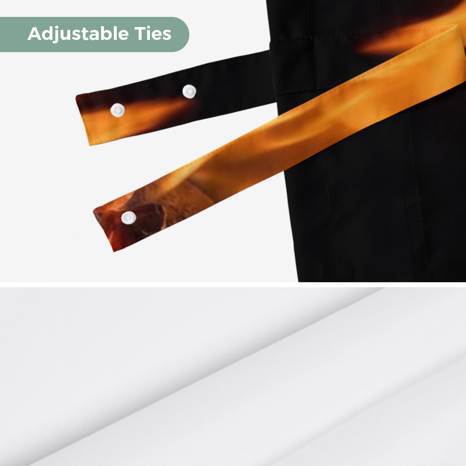 Orange Flames Tie Up Valances Curtain, Neon Style Black Background Kitchen Valances for Windows Decor, Rod Pocket Short Curtains Set for Bedroom/Bathroom, 54"x18"